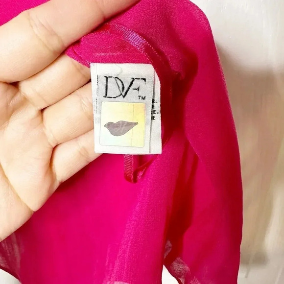 DIANE VON FURSTENBERG Raica‎ 100 % Silk keyhole Pink Sleeveless Top Size P - Picture 5 of 9